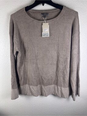 Barefoot Dreams CozyChic Ultra Lite Boat Neck Rib-Knit Dolman Beach Rock L